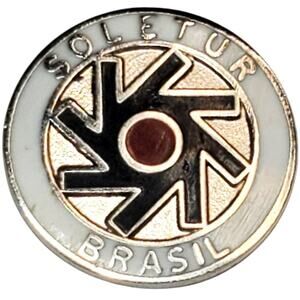 Soletur Brasil Enamel Pin Vtg Unsigned Gold Tone